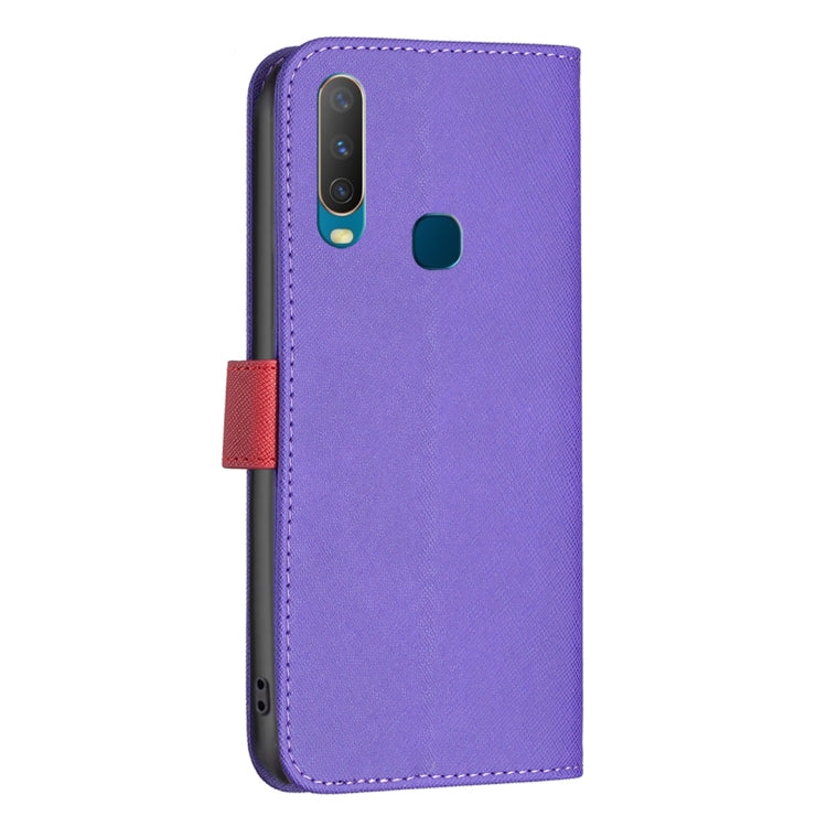 For vivo Y11 / Y15 / Y12 / Y17 BF13 Color Matching Cross Texture Leather Phone Case
