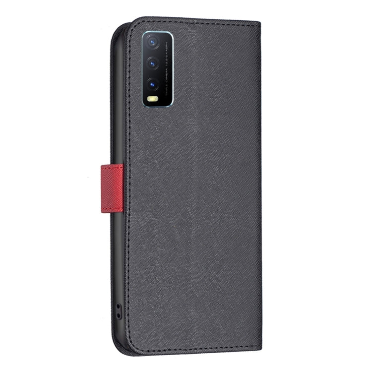 For vivo Y20 BF13 Color Matching Cross Texture Leather Phone Case
