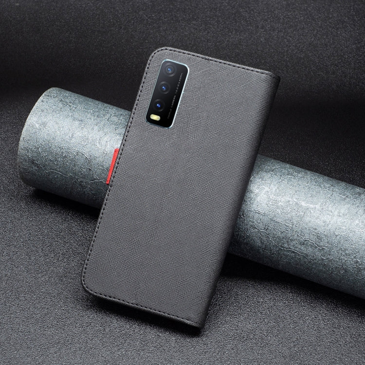 For vivo Y20 BF13 Color Matching Cross Texture Leather Phone Case