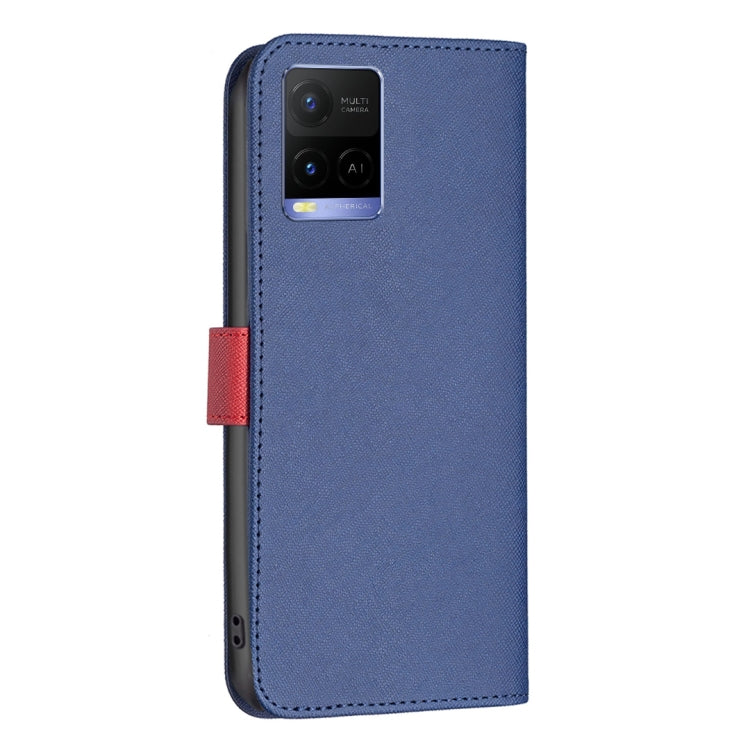 For vivo Y21 BF13 Color Matching Cross Texture Leather Phone Case