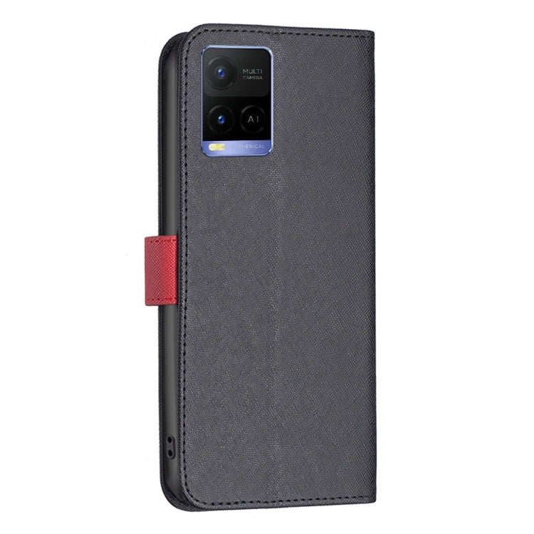 For vivo Y21 BF13 Color Matching Cross Texture Leather Phone Case