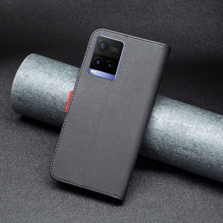 For vivo Y21 BF13 Color Matching Cross Texture Leather Phone Case