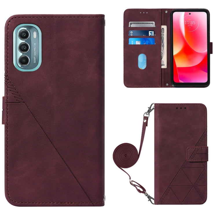 For Motorola Moto G 5G 2022 Crossbody 3D Embossed Flip Leather Phone Case