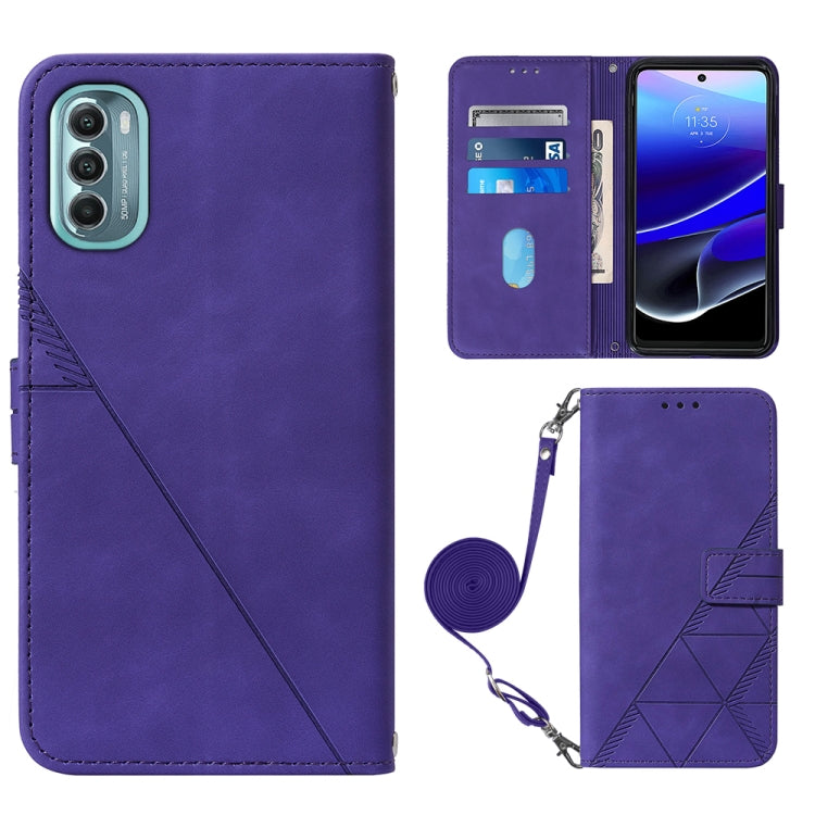 For Motorola Moto G 5G 2022 Crossbody 3D Embossed Flip Leather Phone Case