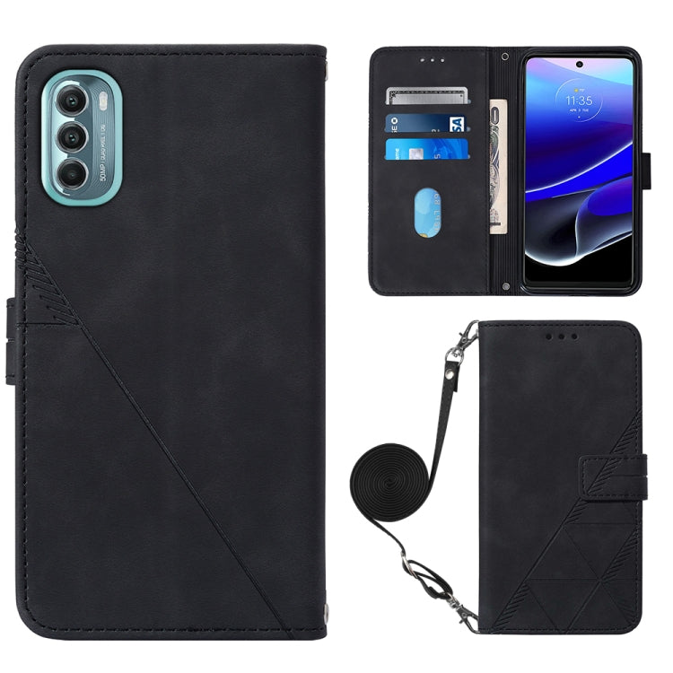 For Motorola Moto G 5G 2022 Crossbody 3D Embossed Flip Leather Phone Case