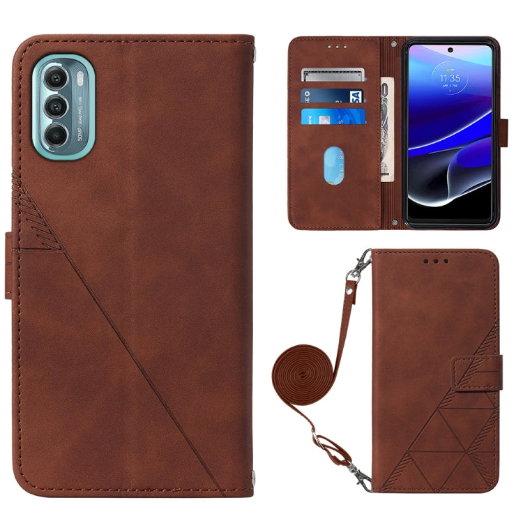 For Motorola Moto G 5G 2022 Crossbody 3D Embossed Flip Leather Phone Case