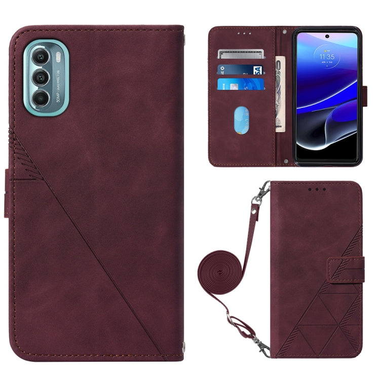 For Motorola Moto G Stylus 5G 2022 Crossbody 3D Embossed Flip Leather Phone Case