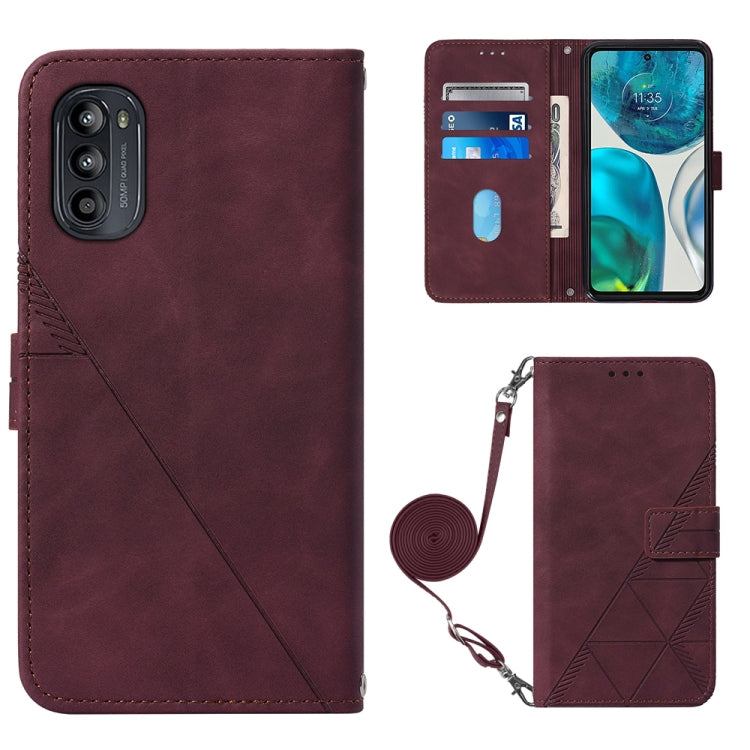 For Motorola Moto G52 Crossbody 3D Embossed Flip Leather Phone Case