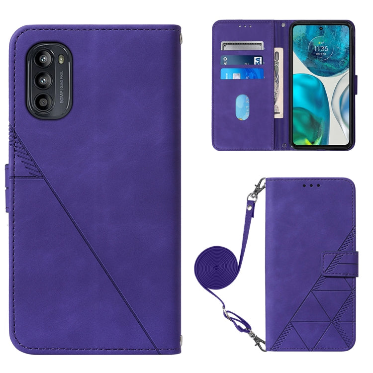 For Motorola Moto G52 Crossbody 3D Embossed Flip Leather Phone Case