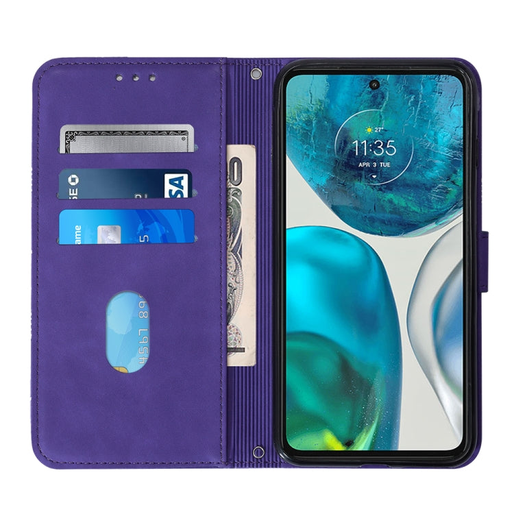 For Motorola Moto G52 Crossbody 3D Embossed Flip Leather Phone Case