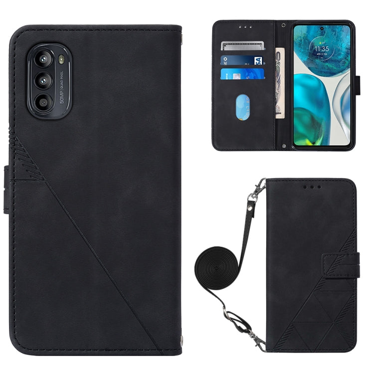For Motorola Moto G52 Crossbody 3D Embossed Flip Leather Phone Case