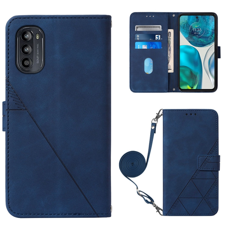 For Motorola Moto G52 Crossbody 3D Embossed Flip Leather Phone Case