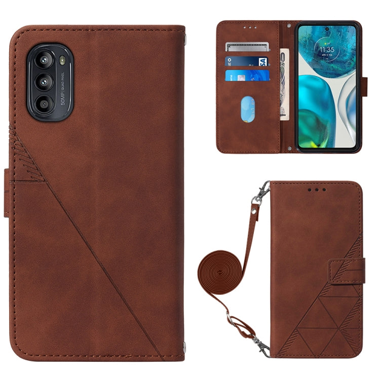 For Motorola Moto G52 Crossbody 3D Embossed Flip Leather Phone Case