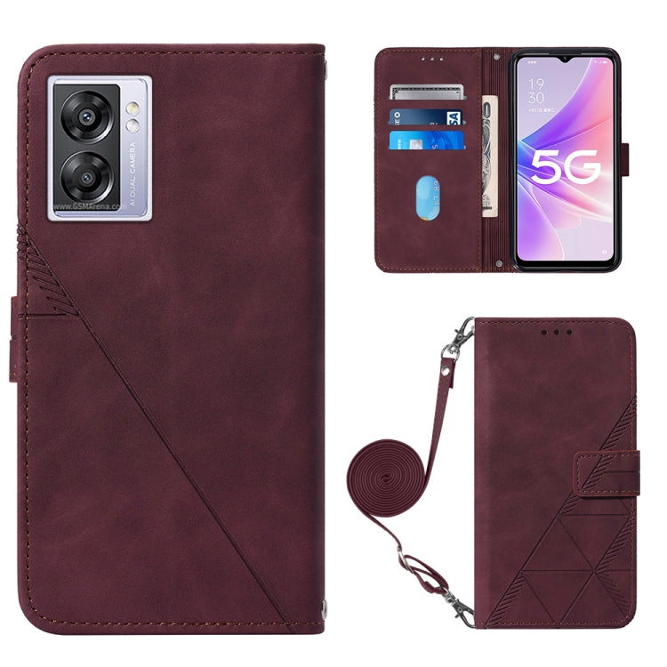 For OPPO A57 5G 2022 Crossbody 3D Embossed Flip Leather Phone Case