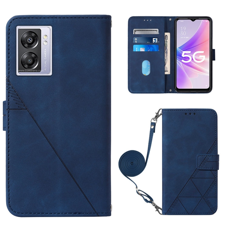 For OPPO A57 5G 2022 Crossbody 3D Embossed Flip Leather Phone Case