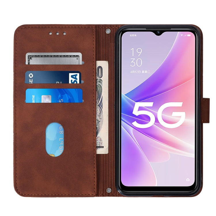 For OPPO A57 5G 2022 Crossbody 3D Embossed Flip Leather Phone Case