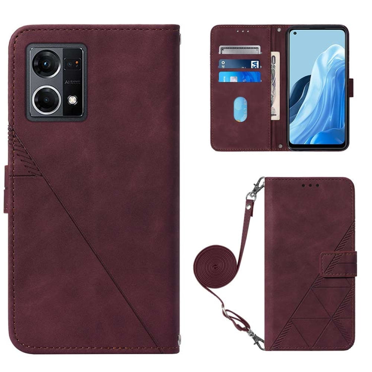 For OPPO Reno7 4G/F21 Pro Crossbody 3D Embossed Flip Leather Phone Case