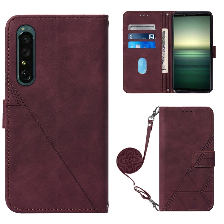 For Sony Xperia 1 IV Crossbody 3D Embossed Flip Leather Phone Case