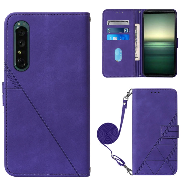 For Sony Xperia 1 IV Crossbody 3D Embossed Flip Leather Phone Case