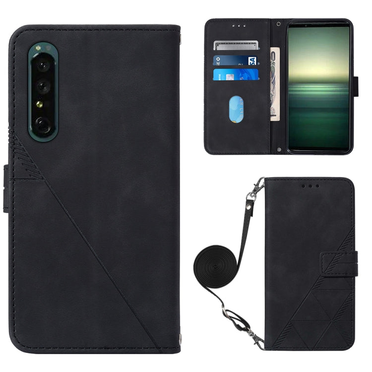 For Sony Xperia 1 IV Crossbody 3D Embossed Flip Leather Phone Case