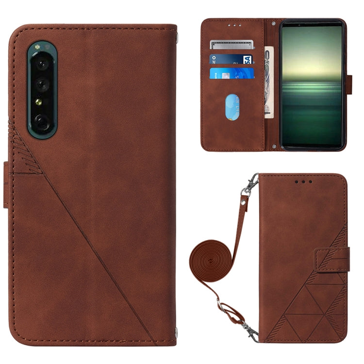 For Sony Xperia 1 IV Crossbody 3D Embossed Flip Leather Phone Case