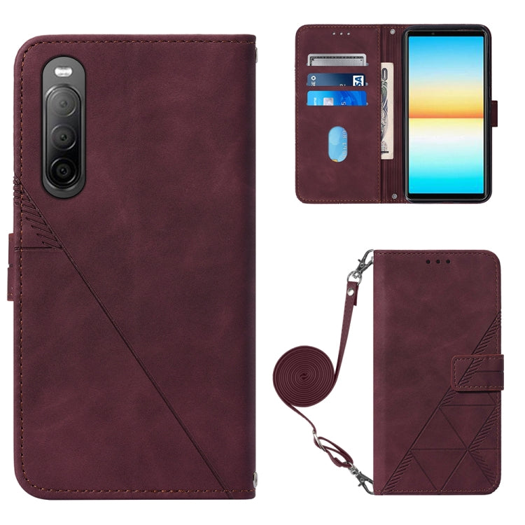 For Sony Xperia 10 IV Crossbody 3D Embossed Flip Leather Phone Case