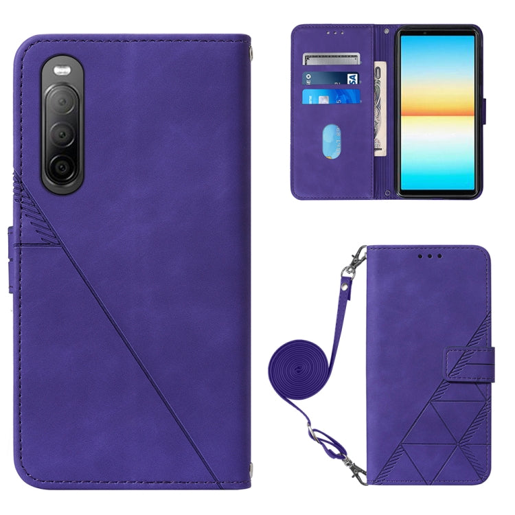 For Sony Xperia 10 IV Crossbody 3D Embossed Flip Leather Phone Case