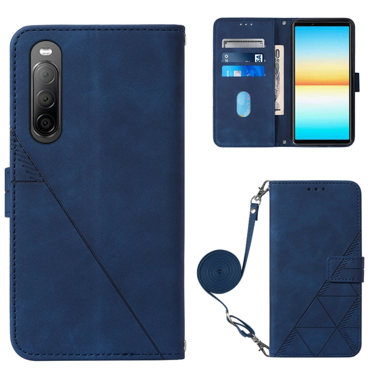 For Sony Xperia 10 IV Crossbody 3D Embossed Flip Leather Phone Case