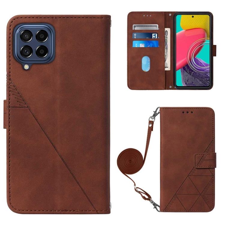 For Samsung Galaxy M53 5G Crossbody 3D Embossed Flip Leather Phone Case