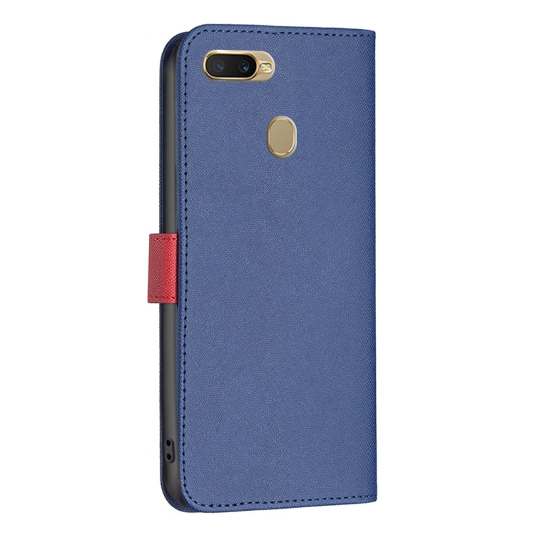 For OPPO A7 BF13 Color Matching Cross Texture Leather Phone Case