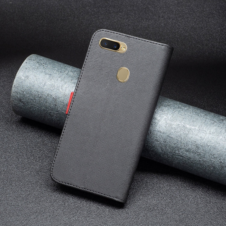 For OPPO A7 BF13 Color Matching Cross Texture Leather Phone Case