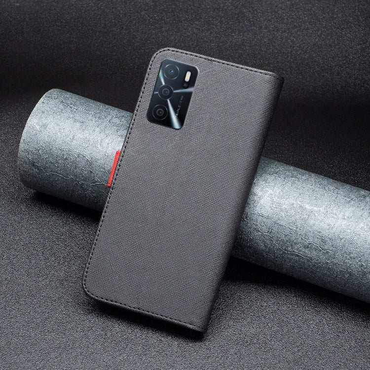 For OPPO A16 BF13 Color Matching Cross Texture Leather Phone Case