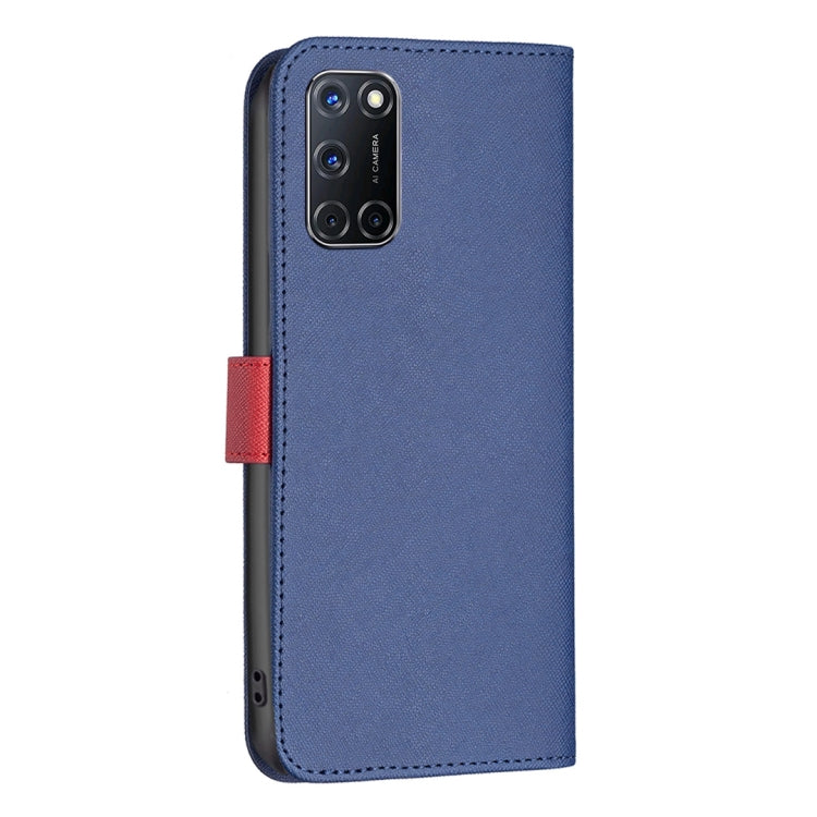 For OPPO A72 / A52 / A92 BF13 Color Matching Cross Texture Leather Phone Case