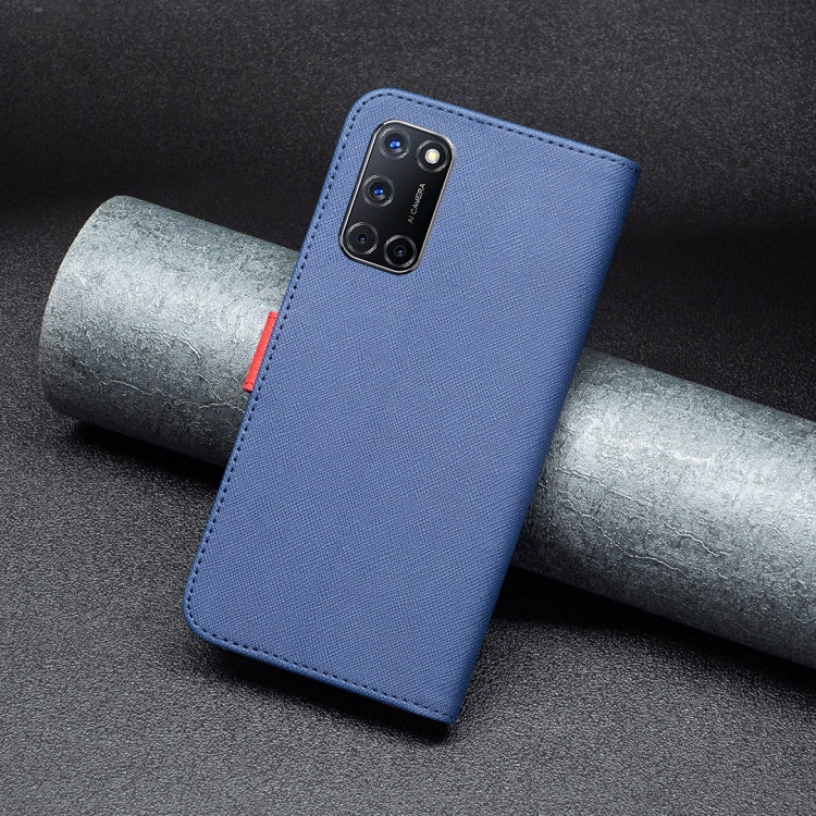 For OPPO A72 / A52 / A92 BF13 Color Matching Cross Texture Leather Phone Case