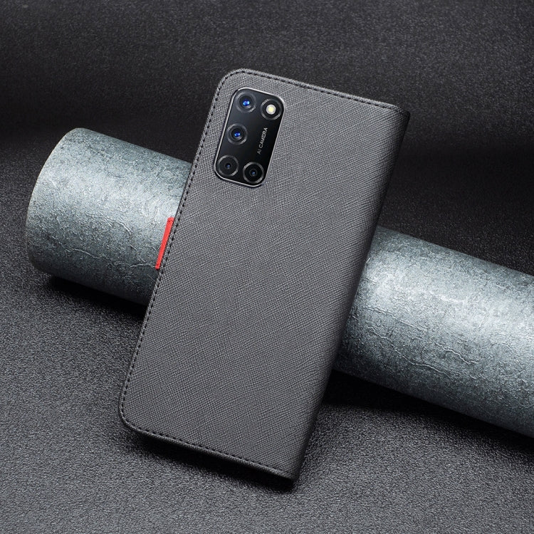 For OPPO A72 / A52 / A92 BF13 Color Matching Cross Texture Leather Phone Case