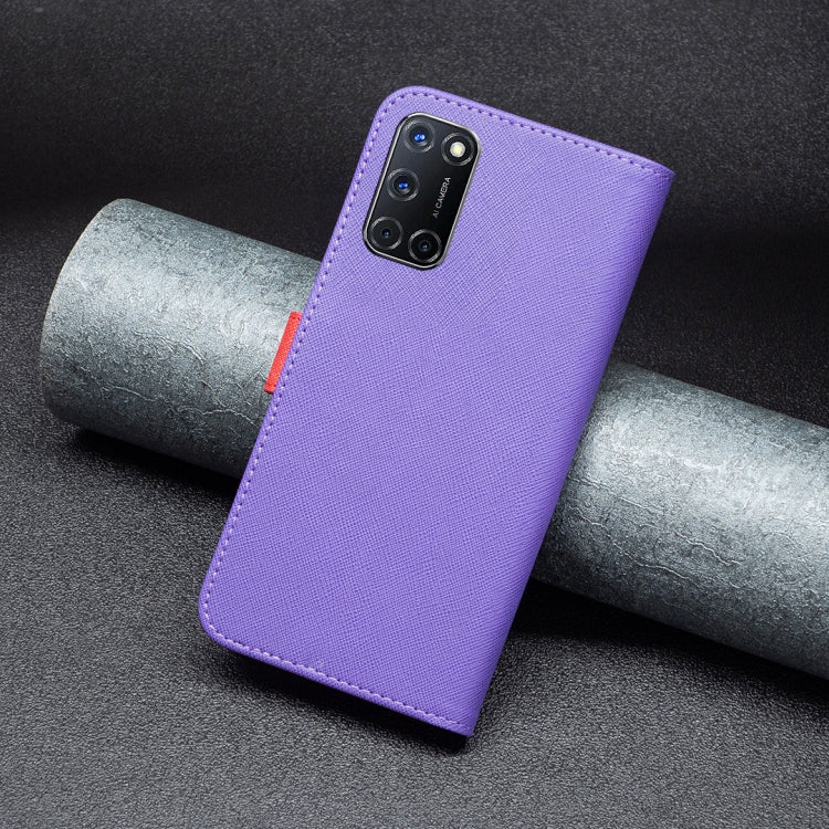 For OPPO A72 / A52 / A92 BF13 Color Matching Cross Texture Leather Phone Case