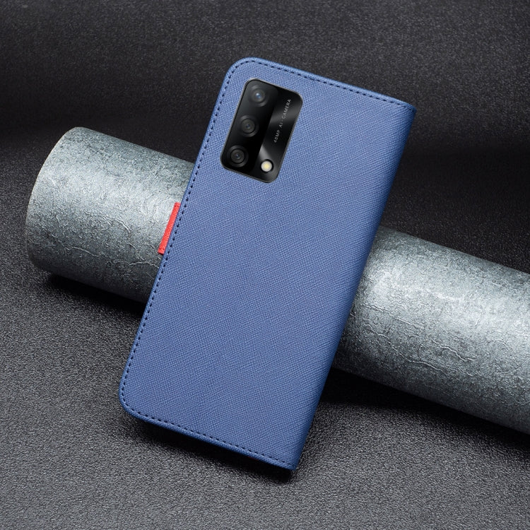 For OPPO A74 4G BF13 Color Matching Cross Texture Leather Phone Case