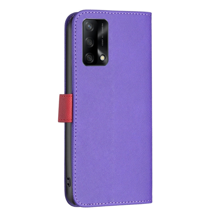 For OPPO A74 4G BF13 Color Matching Cross Texture Leather Phone Case