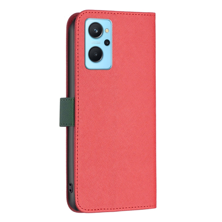 For OPPO A76 4G/A36 4G/A94 4G/Realme 9i BF13 Color Matching Cross Texture Leather Phone Case