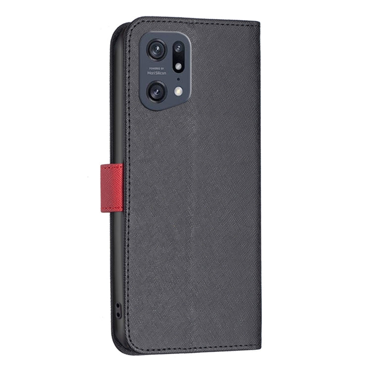 For OPPO Find X5 Pro BF13 Color Matching Cross Texture Leather Phone Case