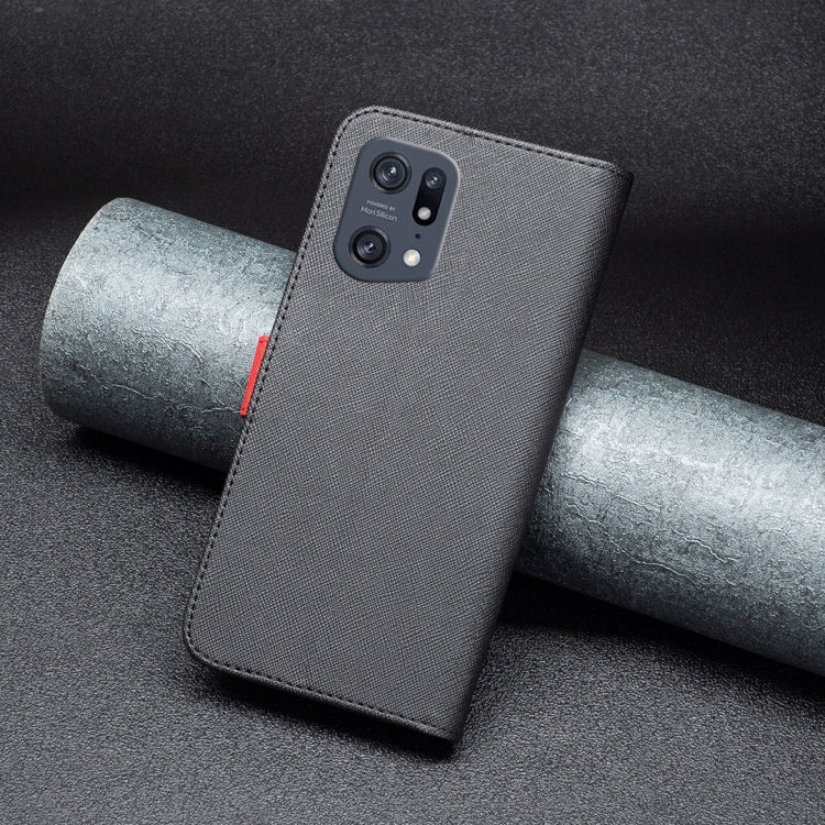For OPPO Find X5 Pro BF13 Color Matching Cross Texture Leather Phone Case