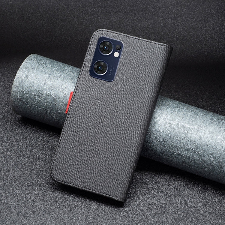 For OPPO Find X5 Lite / Reno7 5G BF13 Color Matching Cross Texture Leather Phone Case