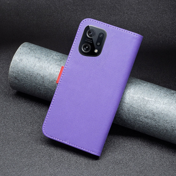 For OPPO Find X5 BF13 Color Matching Cross Texture Leather Phone Case