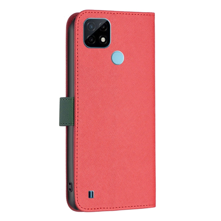 For OPPO Realme C21 / C20 BF13 Color Matching Cross Texture Leather Phone Case