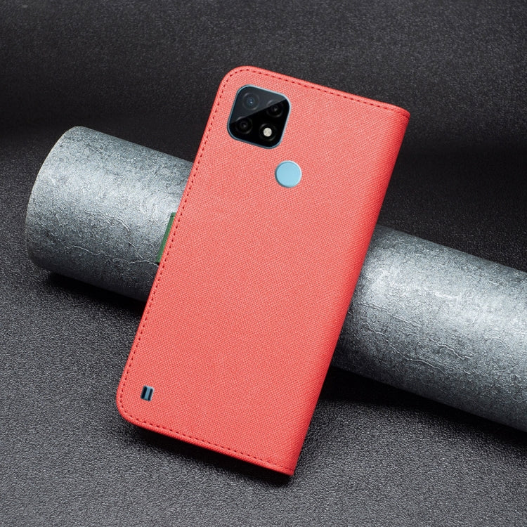 For OPPO Realme C21 / C20 BF13 Color Matching Cross Texture Leather Phone Case