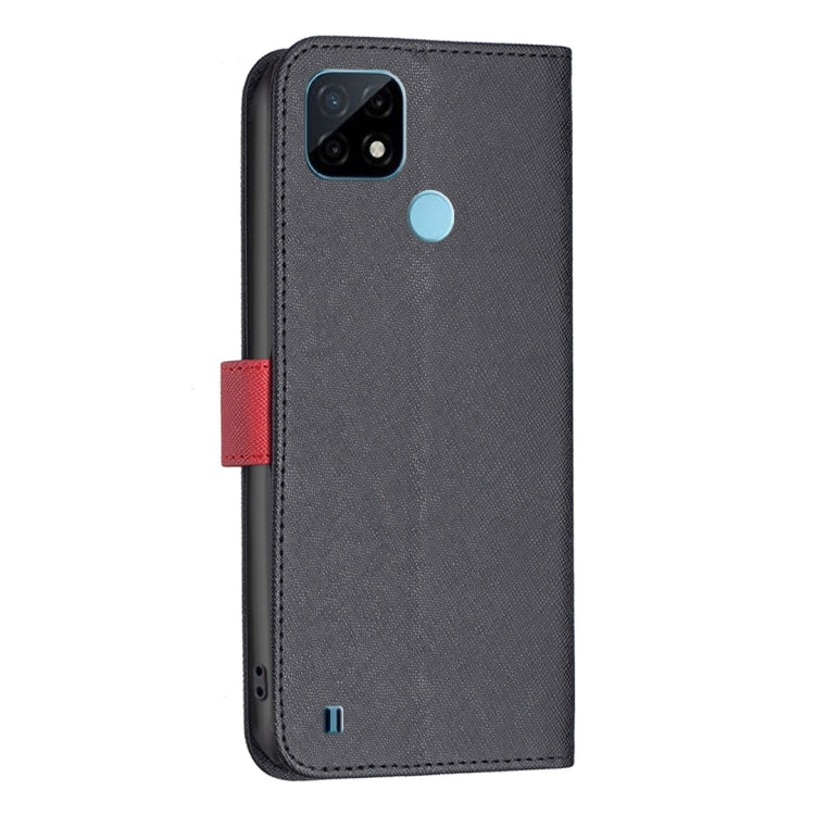 For OPPO Realme C21 / C20 BF13 Color Matching Cross Texture Leather Phone Case