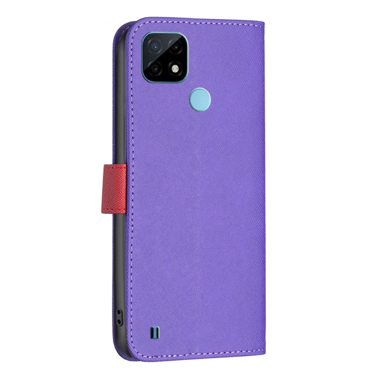 For OPPO Realme C21 / C20 BF13 Color Matching Cross Texture Leather Phone Case