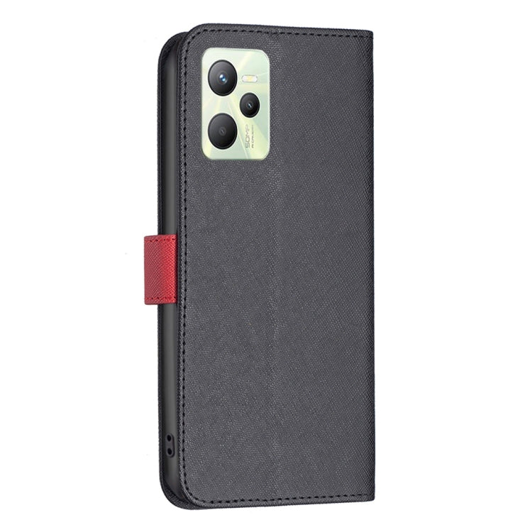 For OPPO Realme C35 BF13 Color Matching Cross Texture Leather Phone Case