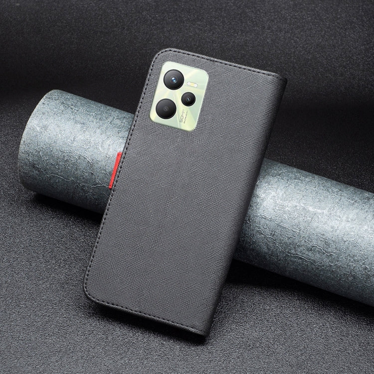 For OPPO Realme C35 BF13 Color Matching Cross Texture Leather Phone Case