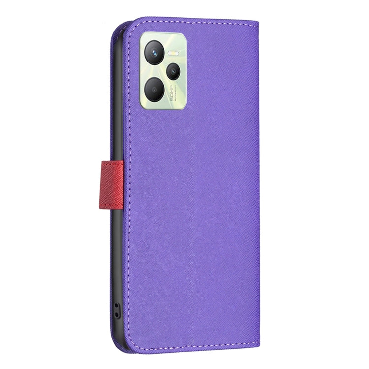 For OPPO Realme C35 BF13 Color Matching Cross Texture Leather Phone Case